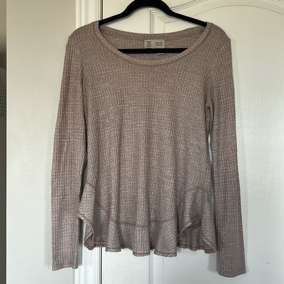 Anthropologie Saturday Sunday Women's Waffle Knit Thermal Top Purple Wrap Small - Picture 2 of 5